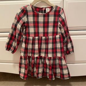 H&M Long Sleeve Tiered Plaid Dress 2T